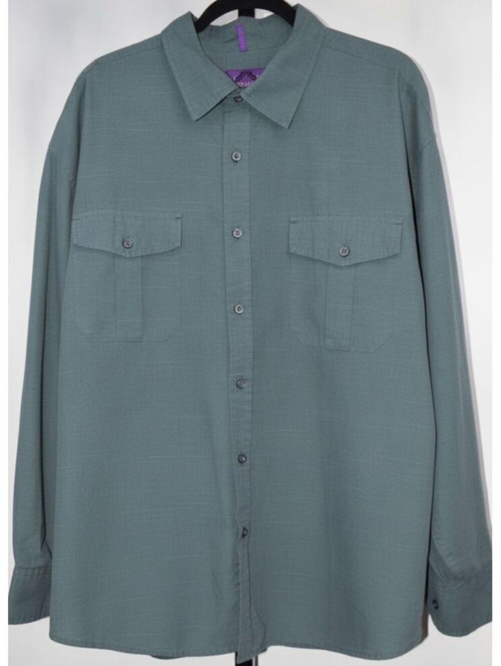 Bruno New York Size 2XLB Sage Green Button Down Shirt Chest Pockets Casual